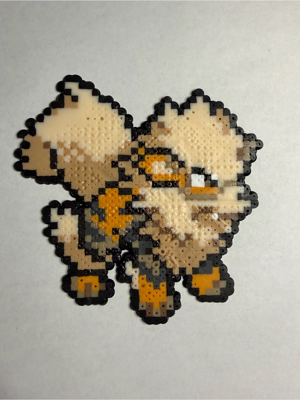 Pokemon Arcanine Perler Bead Magnet - Cream, Black, Yellow